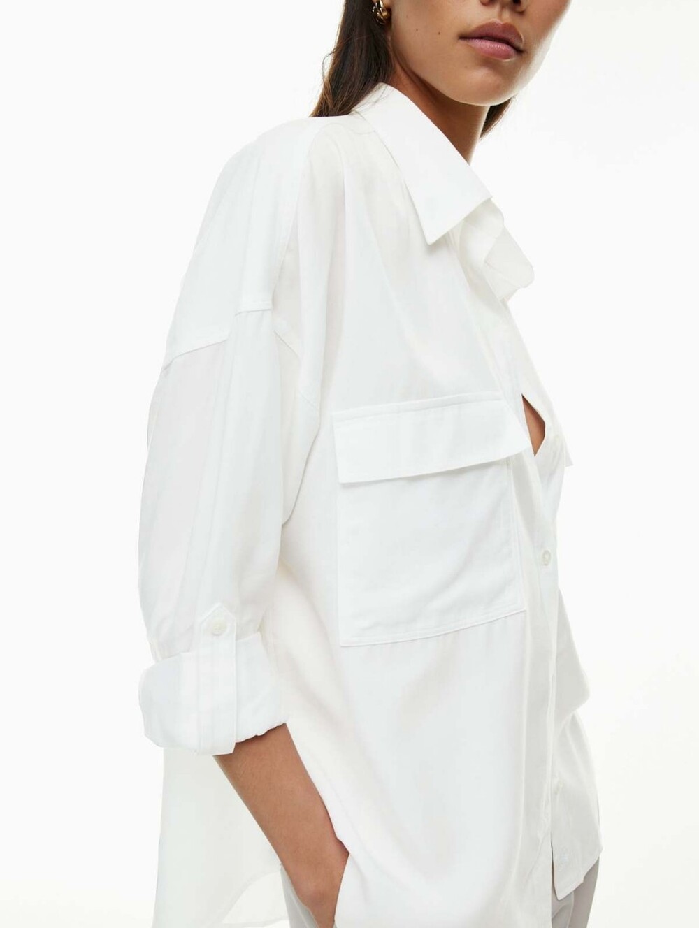 Aritzia Babaton Utility Relaxed White Button-Down Shirt with Patch Pockets - Picture 11 of 12